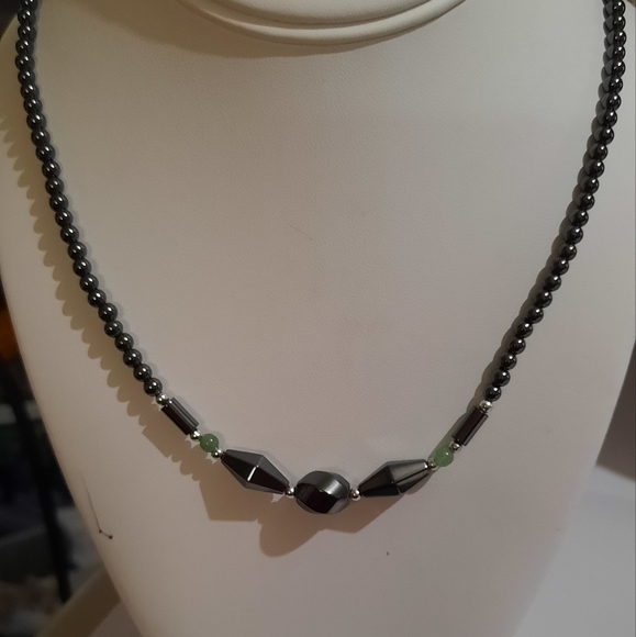 Hematite Necklace set of two, one with Green Aventurine - Picture 5 of 9